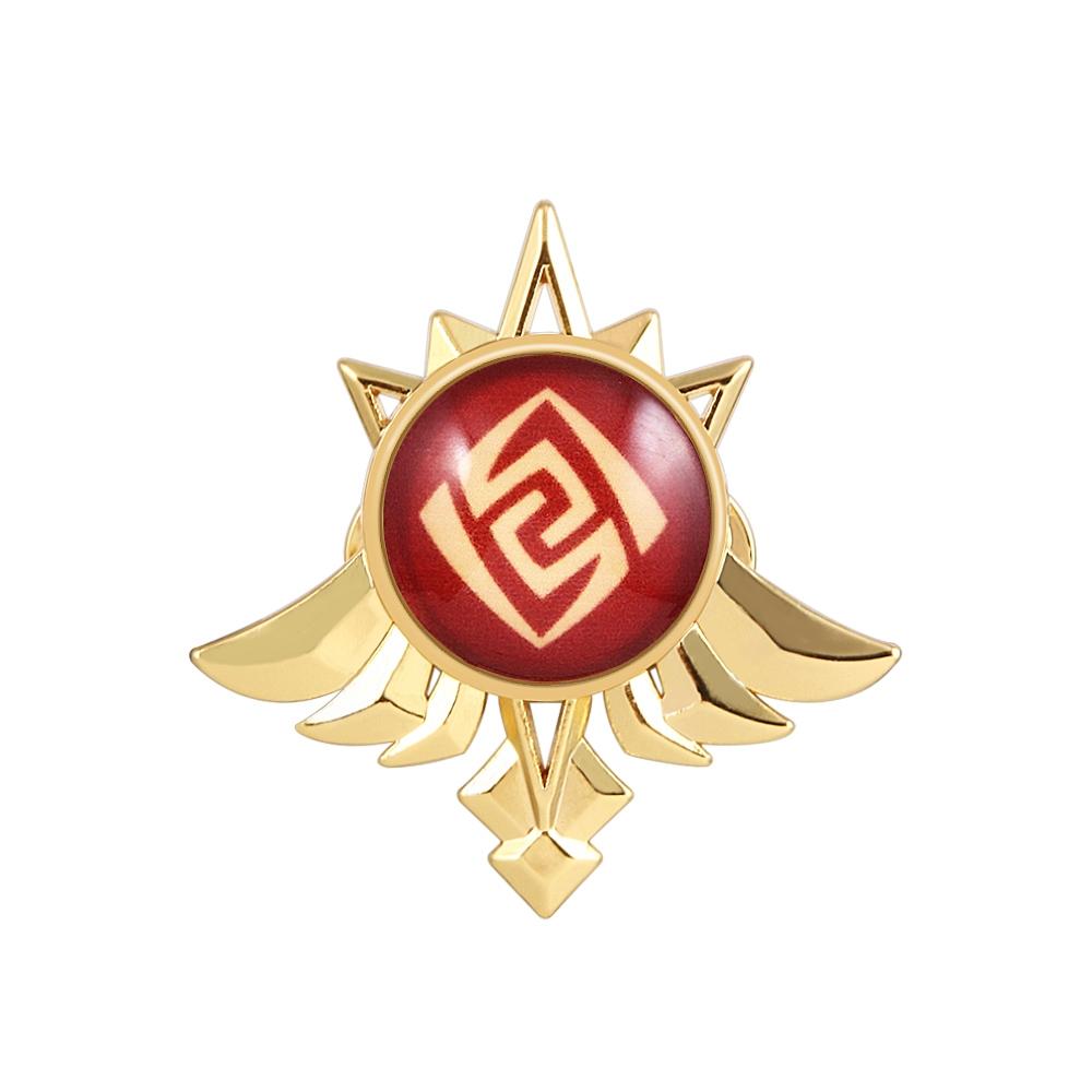 Game Genshin Impact Metal Brooch Pins Primogem Xiao Mask Vision 7 Element God's Eye Weapons Luminous Badge Cosplay Prop Jewelry