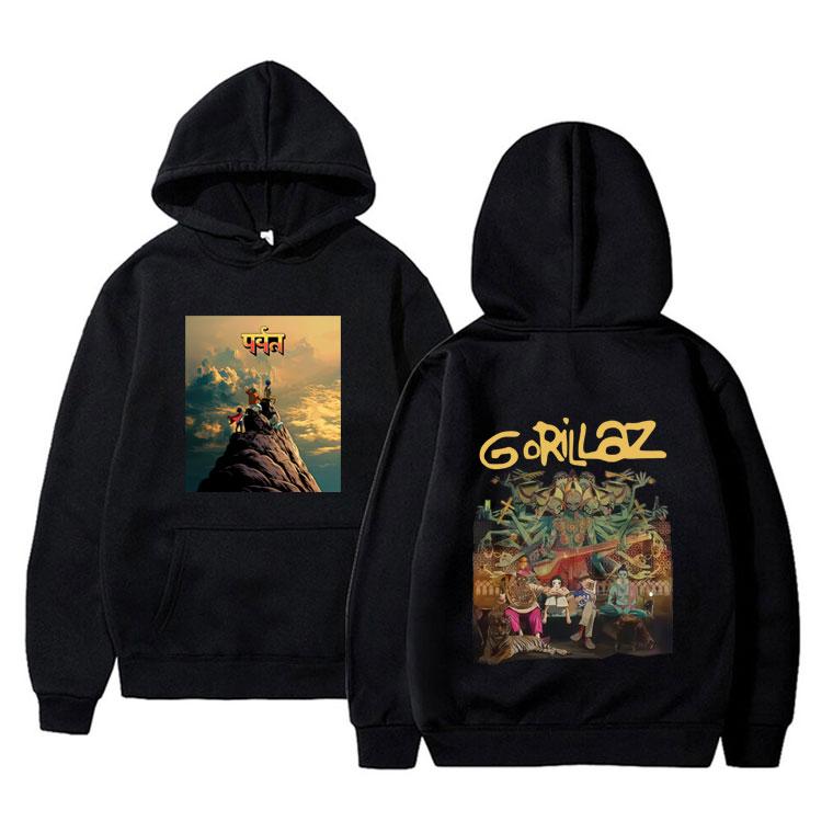 Rock Band Gorillaz The Mountain Tour Graphic Hoodie Men Women Fashion Casual Oversized Sweatshirt Male Vintage Fleece Hoodies