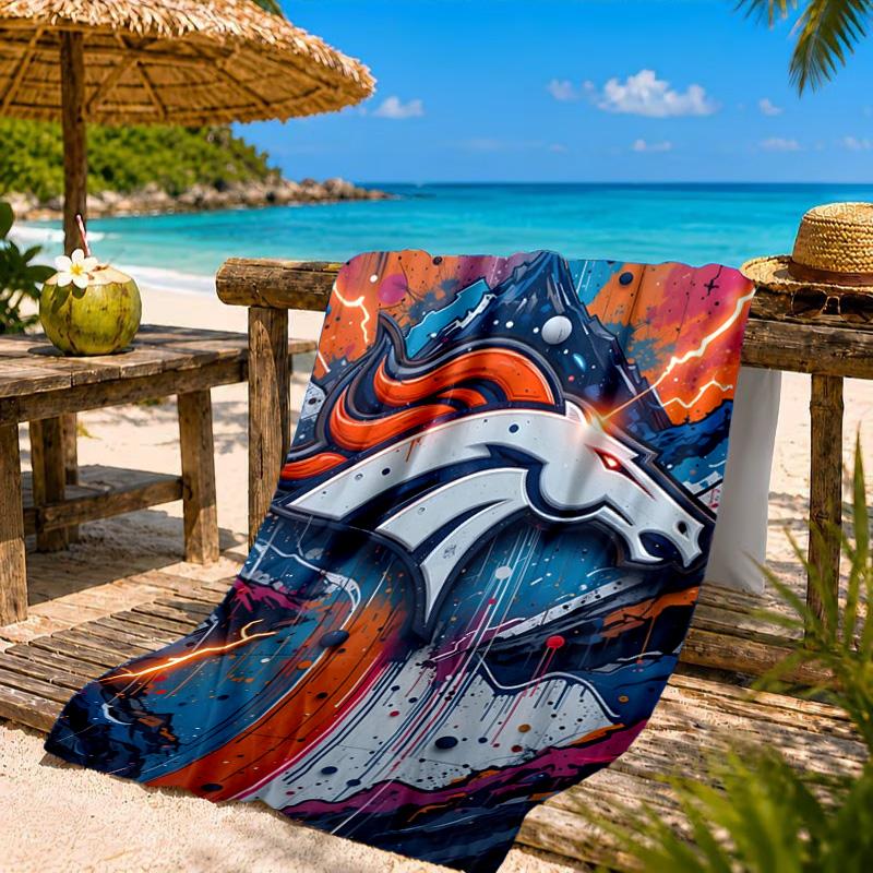 Telo Mare Logo Denver Broncos, Asciugatura Rapida, Facile da Curare, Adatto Sia per il Fitness che per le Vacanze al Mare, Essenziale Sportivo