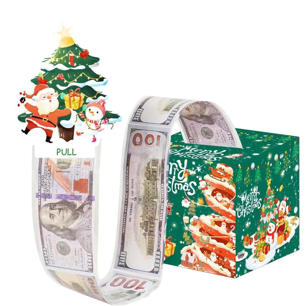 Christmas Green Festive Paper Money Box Holiday Illustration Party Decora Gift