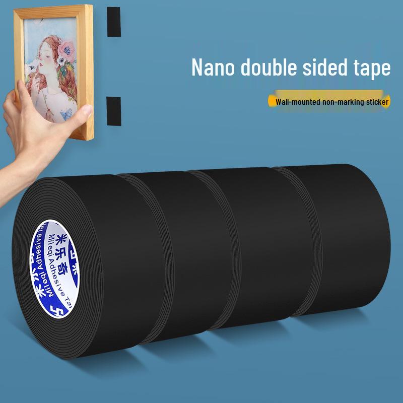 Black Double-Sided Nano Tape - No Trace, Strong Adhesion for Photo Frames & Wall Decorations