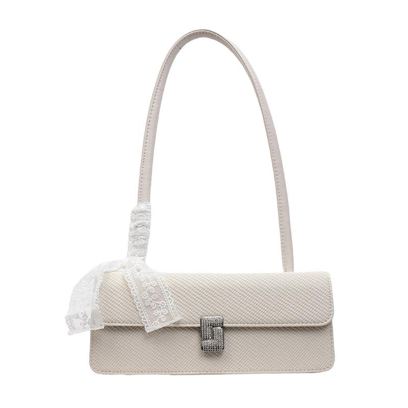 Simple Western-style underarm baguette bag 2025 spring/summer new Korean version fashionable sweet silk scarf shoulder bag popular women's bag
