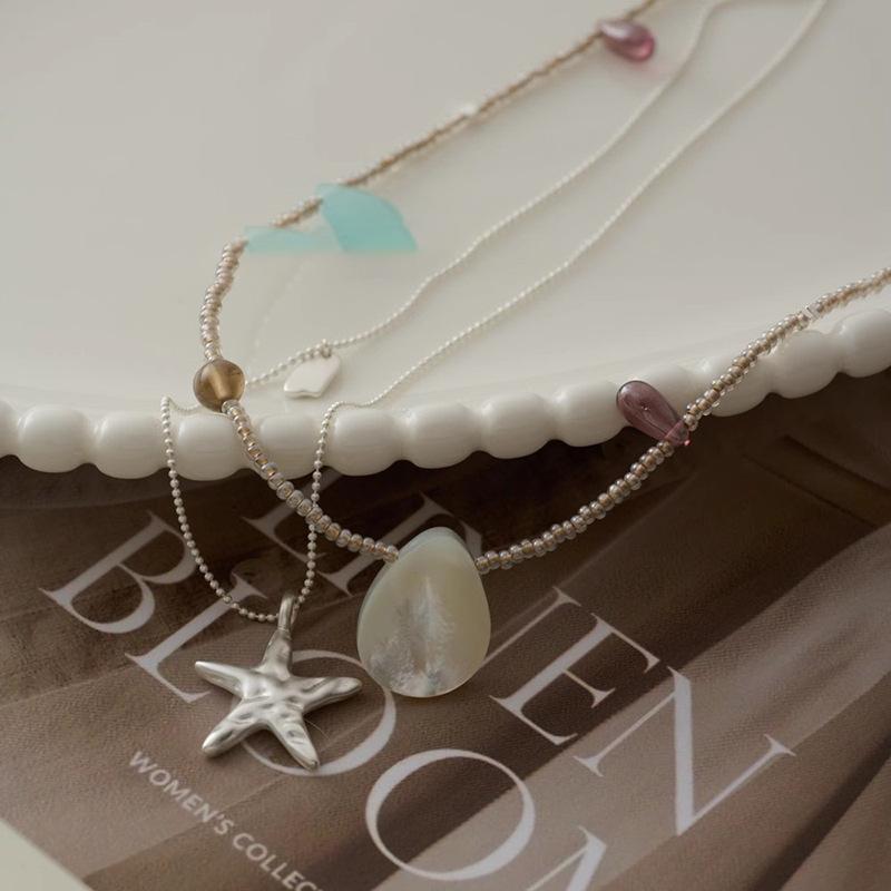 Folded starfish pendant necklace Korean light luxury high-end niche design fashion temperament versatile exquisite necklace women