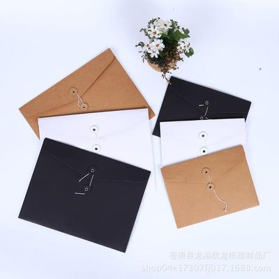 A4 Horizontal Kraft Paper File & Document Storage Bag with String Closure and Custom Logo
