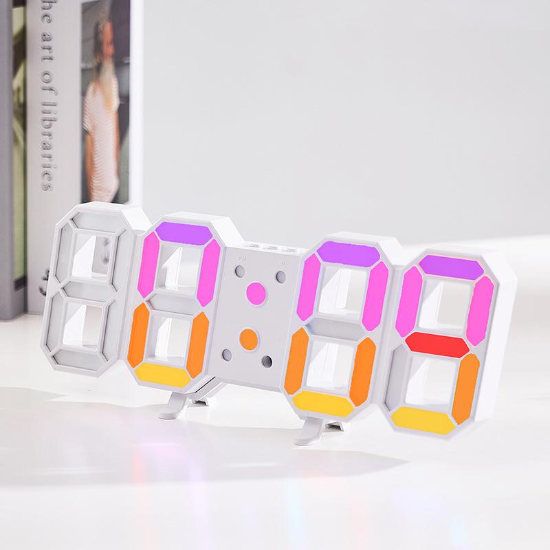 Electronic Wall Clock Can Be Upright and Hung Dual-purpose LED Digital Clock Colorful Bedside Luminous Clock 0733