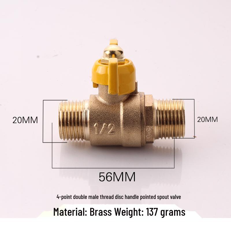 Thickened Double Male Thread Gas Valve for Natural Gas, 4-Point
