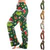 Women's Christmas Print Casual Pants with Pockets and Cuffed