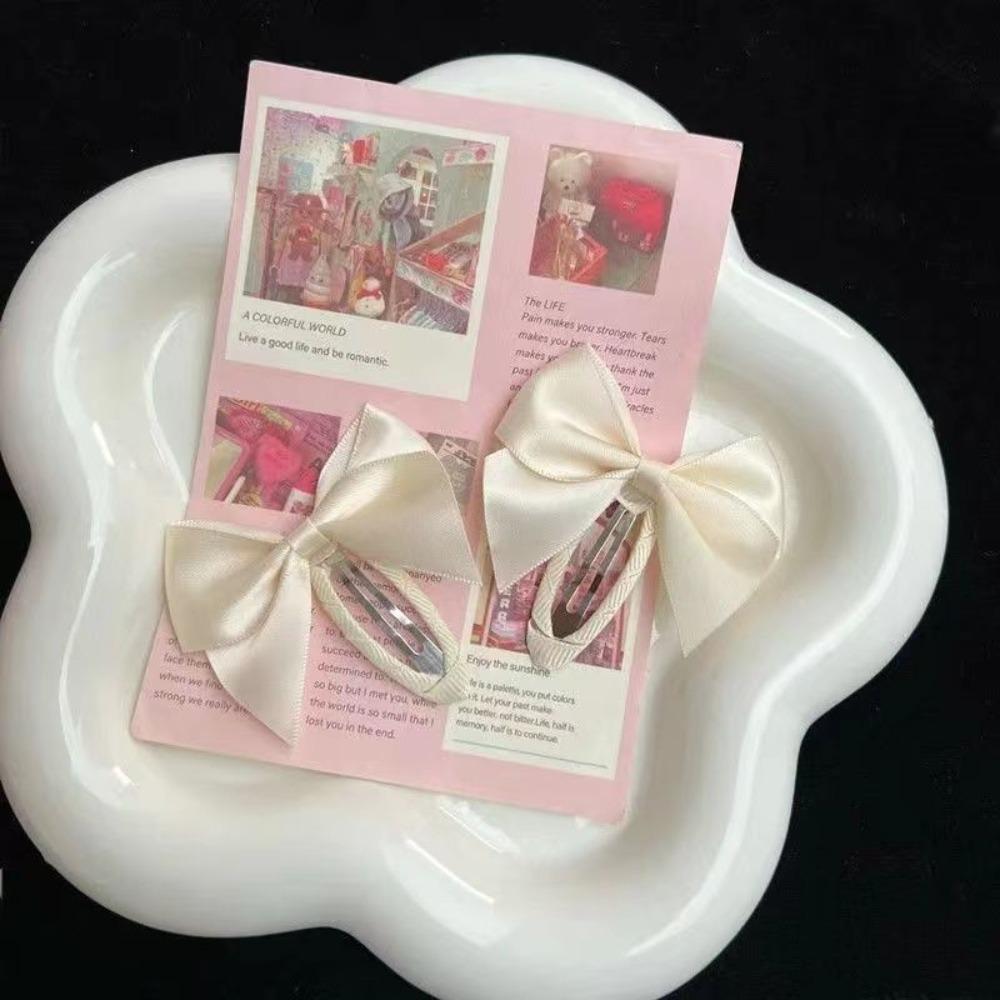 Metal Bow BB Clip Y2K Oval Hairpin Hair Accessories Cloth Hair Clip  Headwear