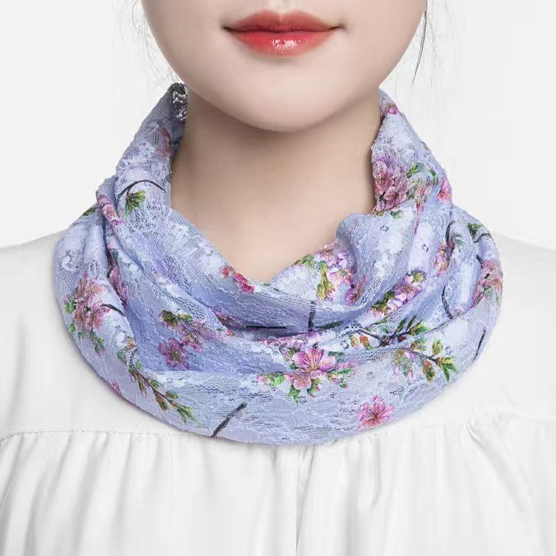 Summer ice silk scarf mask neck protector fake collar printing riding protection anti-ultraviolet breathable sunscreen
