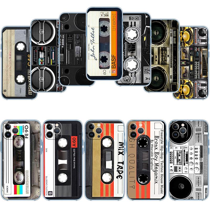 Vintage Boombox Tape Transparent Phone Case for Motorola Moto G7 G8 G9 G84 G85 G73 G24 G15 Z2 Play Power Plus
