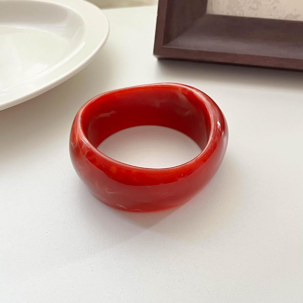 Ombre Resin Bangle: Wide Irregular Design, Vintage Minimalist Style
