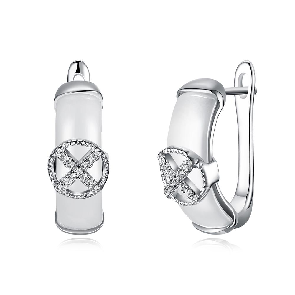 

Серьги из стерлингового серебра Черно-белая керамика Серия Круглый крест Декоративные серьги