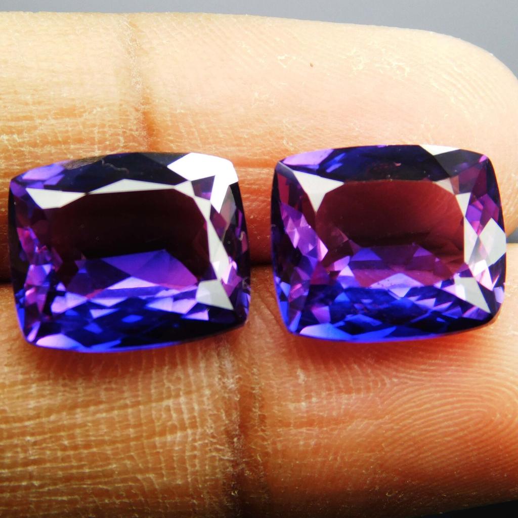 Natural Purple Tanzanite Loose Gemstone Deep Cushion Cut 8 To10 Ct Each Pair for Jewelry Designs