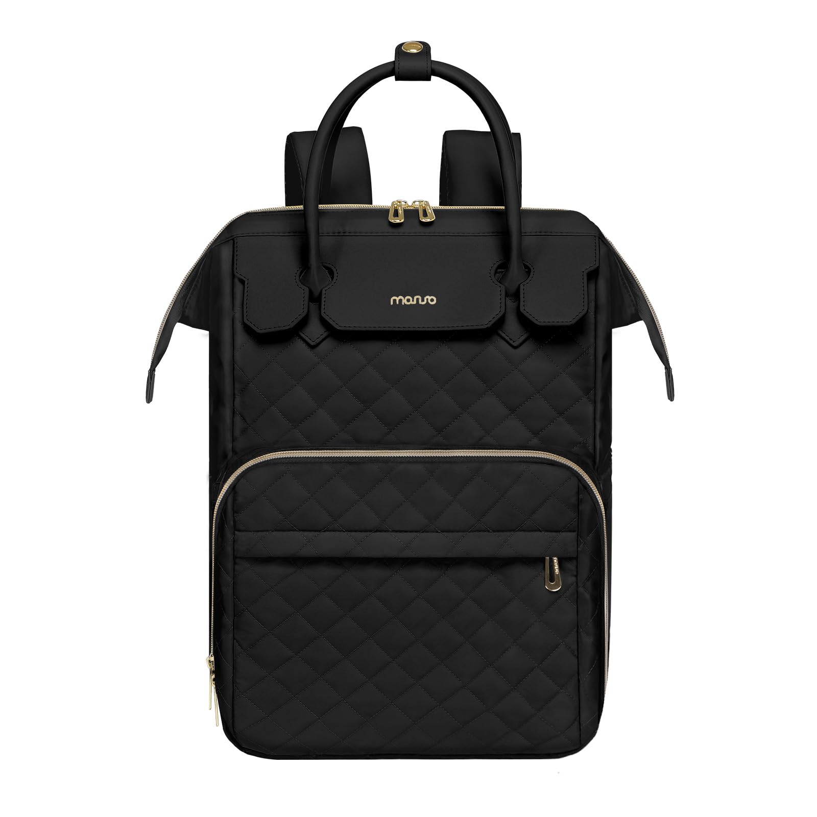 

Рюкзак для ноутбука MOSISO для женщин и стеганый ромбами, одобренный для перелетов, дорожный из ПУ, с рабочим 16-дюймовым рюкзаком с USB-портом для мужчин, 15-15,6 дюймов, ручка, чёрный