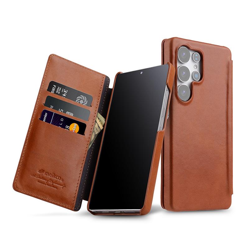 

Melkco Genuine Cowhide Leather Phone Case for Samsung Galaxy S25 Ultra S25U 5G Luxury Premium Oil Wax Skin Vertical Flip Cover Galaxy S25 Ultra кофейный
