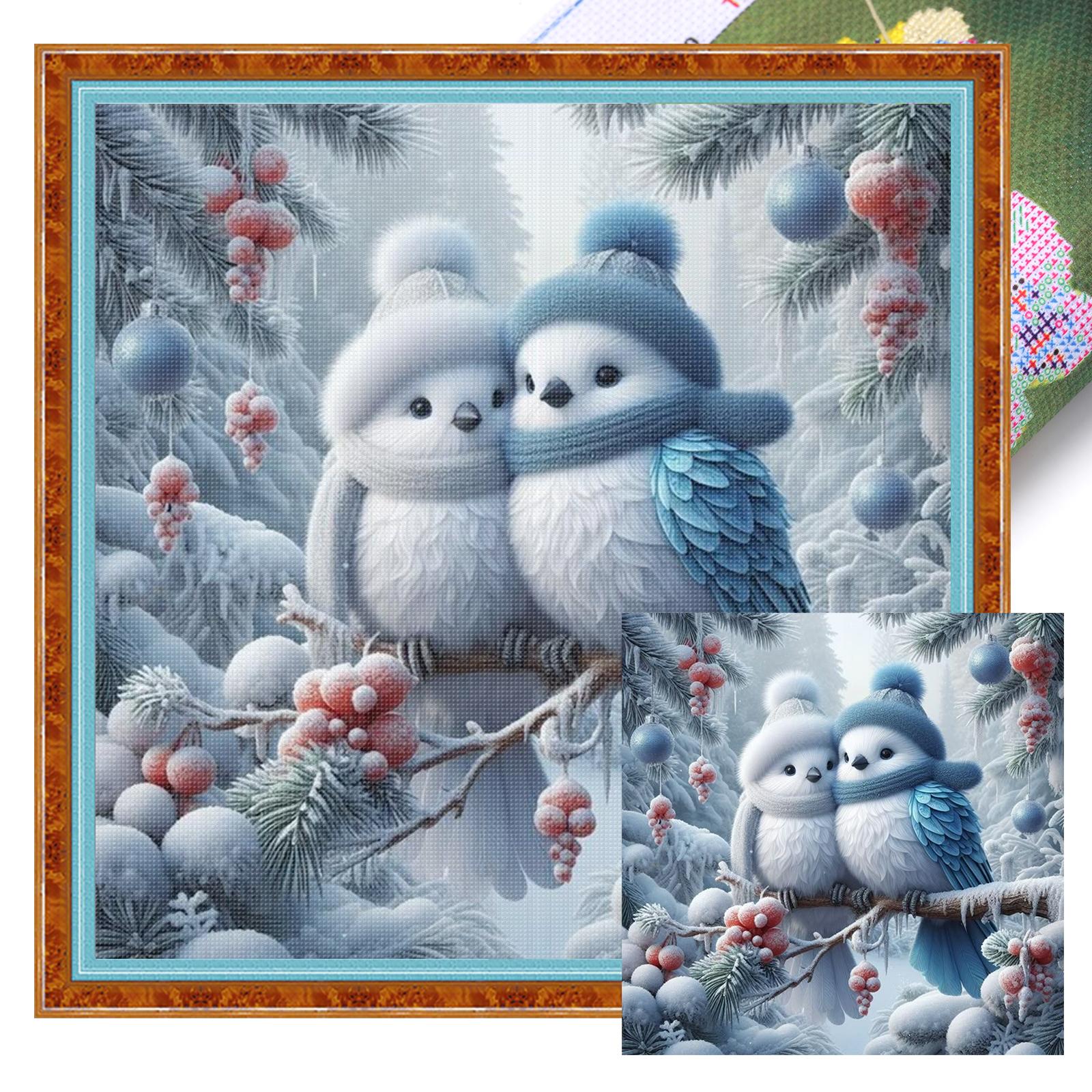 

Birds Full 11CT DIY Stamped Cross Stitch Kits 40x40cm Embroidery Needlepoint Starter Kits for Beginners Adults Home Decor