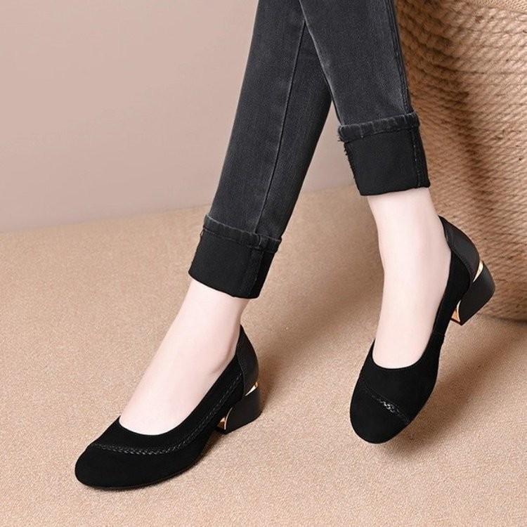

Женские туфли в стиле ретро с круглым носком, мягкой подошвой, квадратным каблуком, лодочки с неглубоким вырезом, новые весенние модели 40 чёрный