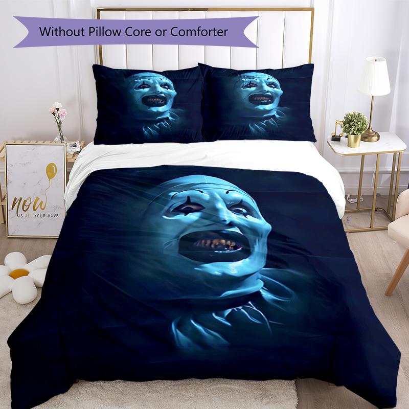 3pcs Art the Clown Terrifier1 pattern bedding set duvet cover set includes duvet cover &pillowcases, perfect all season bedroom decoration & gift