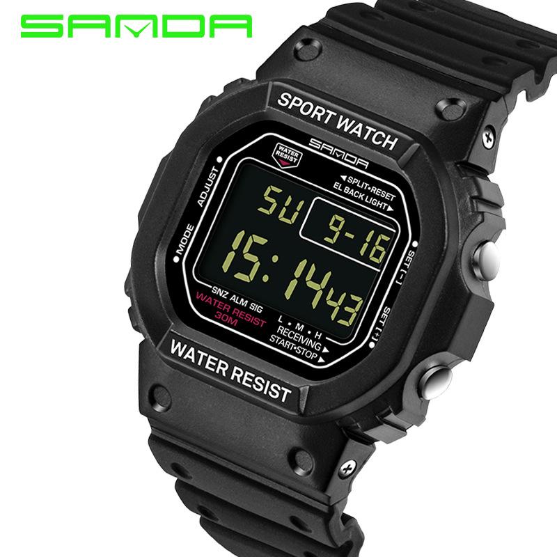 Sanda Multifunctional Waterproof Luminous Square Sport Watch - Fashionable Student Wristwatch