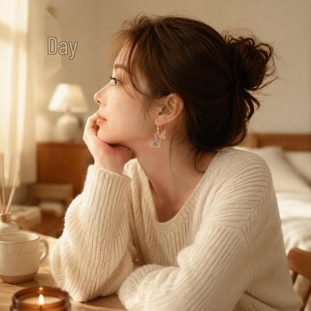 Chic Hollow Cat and Butterfly Pendant Earrings for Women - Fashionable Small Animal Ear Accessories
