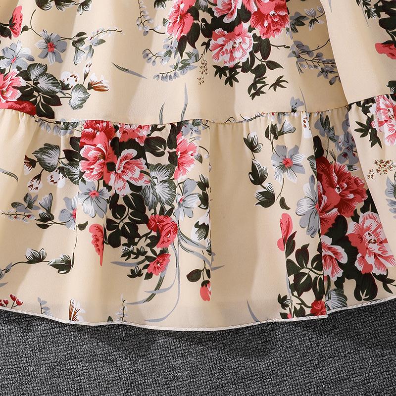 Girls' Dress Spring Children's Sweet Floral Halter Dress Long-sleeved Coat