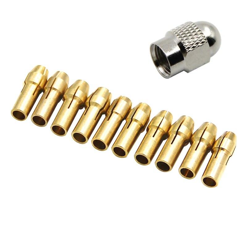 11-teiliges Messing-Bohrfutter, Silbermutter, elektrische Schleifbohrerklemme, Mini-Bohrfutter, Elektrowerkzeug-Zubehörset