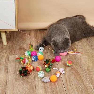 Katzenspielzeug-Set, Katzenangel, Geräusch-Katzenspielzeug, Katzenspielzeug