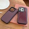 iPhone 17 Pro Max Case: Red-Brown with Blue Polka Dots - Stylish & Protective