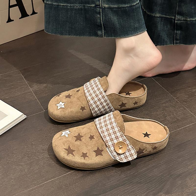 Retro Simple and Comfortable Star Versatile Bag Head Slippers Women's 2025 Summer New Wear Lazy Casual Cool Slippers