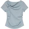 Design Strap Short-sleeved T-shirt for Women's Spring and Summer New Products, Sweet Girls Wear White Bottoming Shirt
