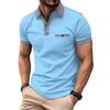 Men's Summer Fashion Loose Polo Shirts Short Sleeve Plaid Turn-down Collar T-shirt Top