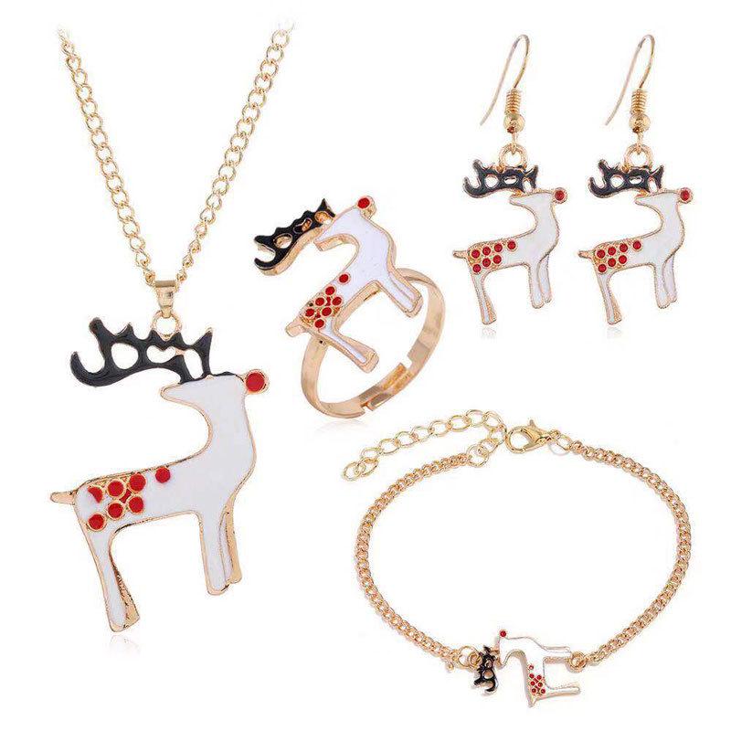 European & American Christmas Jewelry Set: Necklace, Earrings, Ring & Bracelet (Set 0326)