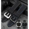 22mm 24mm 26mm Nylon Texture Leather Watchband for Panerai PAM01661 441 Marina Watch Strap Black Blue Line Watch Accessories