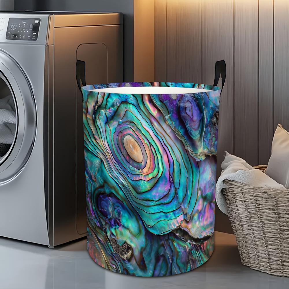 1pc Laundry Basket, Colorful Shell Printed Clothes Basket - Space-Saving Foldable Storage Basket, Suitable for Home, Dormitory, And Storage, Laundry B