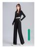 Pear-Shaped Slimming High-Waist Petite Black Straight-Leg Casual Pants for Women