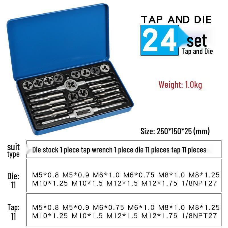 Metric Tap and Die Set with Hand Wrench