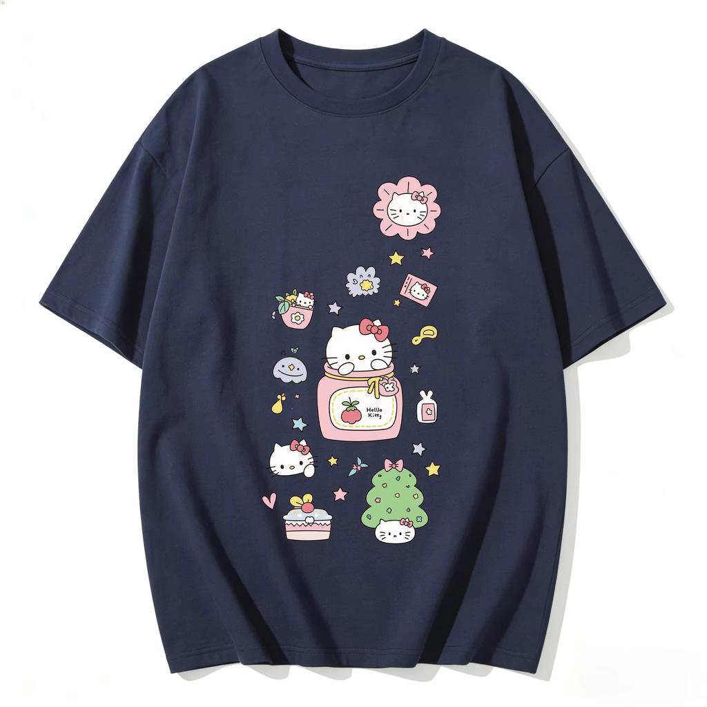 2026 new Summer HelloKitty Cute Graphic Tee Casual Short Sleeve Cotton Top for Women Girls Kawaii Cartoon Print Streetwear