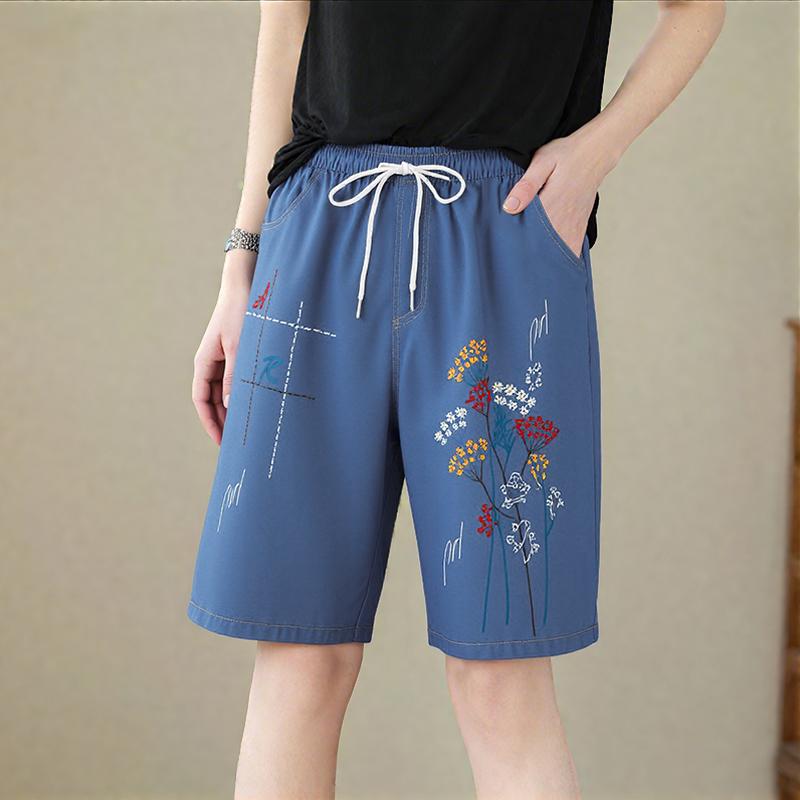 

ZANZEA Женские повседневные шорты с эластичной талией на кулиске, летние шорты с принтом 5XL синий