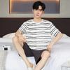 Cotton Men's Pajamas Top and Pants Loungewear Athletic Casual Loose Nightwear Set Solid Sleepwear Homewear Two Piece Suit