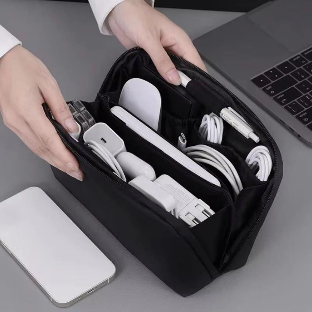 Portable Mini Storage Bag Dustproof Large Capacity Data Cable Bag Waterproof Multi-Function Cosmetic Bag Power Adapter Earphone