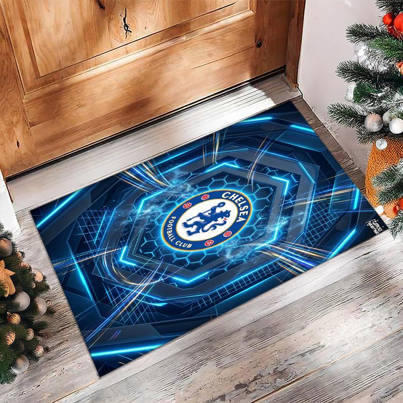 Chelsea FC Printed Flannel Area Rug Non Slip Soft Polyester Floor Carpet Indoor Decor Mat for Bedroom Living Room Sofa Game Room Home Decoration