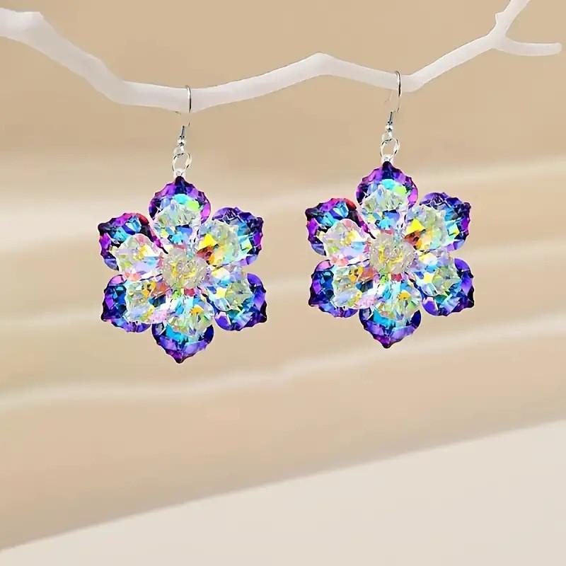 Winter Season Artistic Acrylic Earrings With Crystal Clear Snowflake And Leaf Patterns For Women