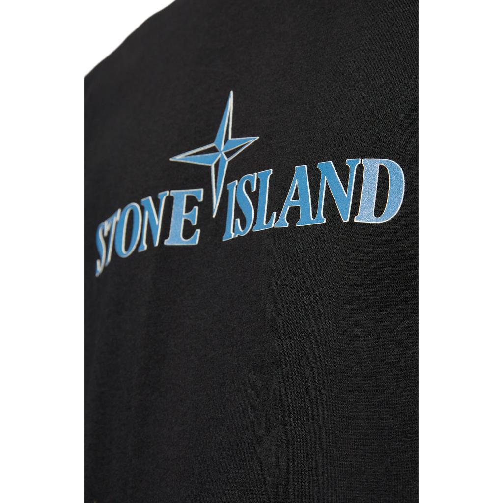 STONE ISLAND FW24 Minimalistické pánské tričko s logem písmenem, krátký rukáv, pohodlné, Vrcholy, Černá 81152NS80-0-V0029