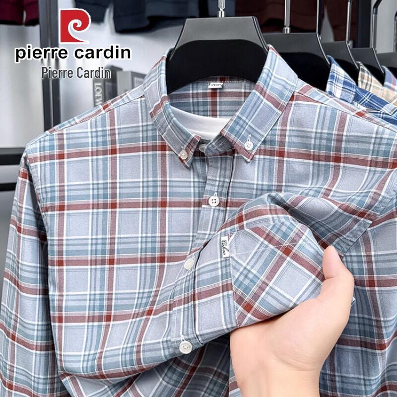 Мужская повседневная рубашка в клетку с длинным рукавом Pierre Cardin, 100% хлопок L
