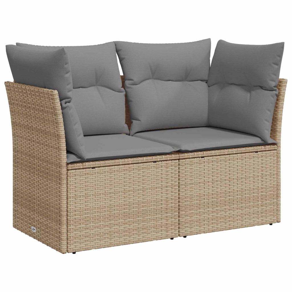 Sofa Set 5 pcs Beige and Light Grey Poly Rattan and Steel