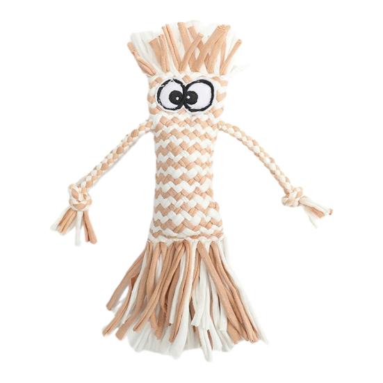 

Хлопковая веревка Игрушка-грызунок для собак Ручная работа Мультяшная Большие глаза Пищащая игрушка для питомца Устойчивая к укусам Маленькие собаки Прорезывание зубов Интерактивная игрушка Питомец коричневый