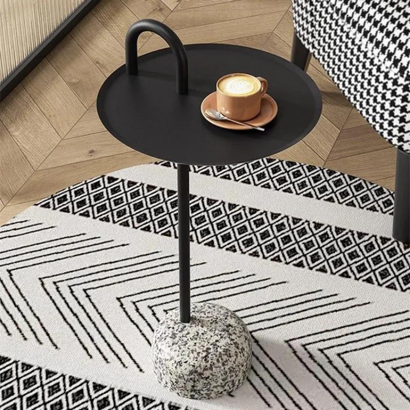 Diseño Nórdico Rock Mesa de Centro Pequeña Mesa Auxiliar para Sofá de Salón Práctica Móvil Mesa de Esquina para Apartamento Pequeño