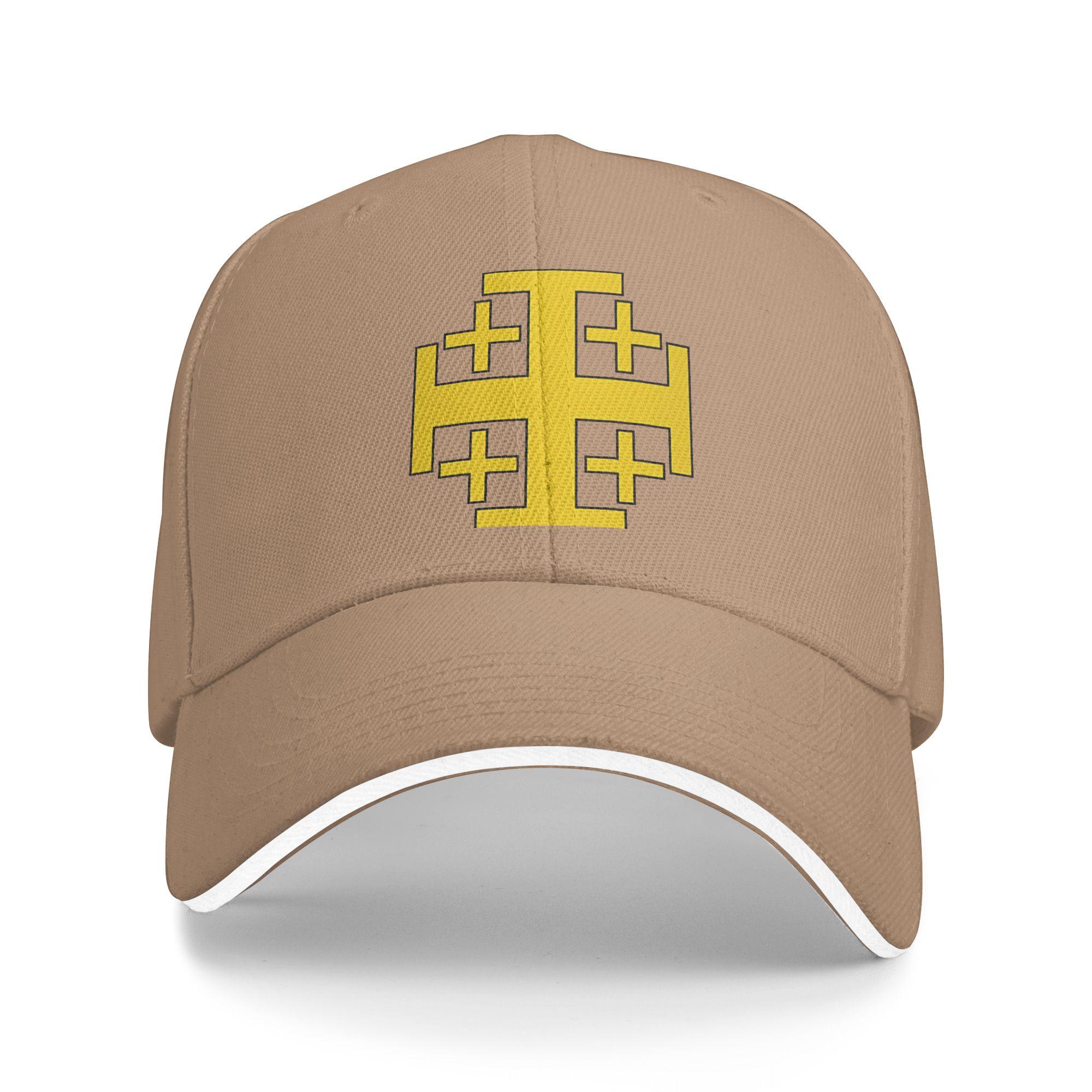 Herren Damen Jerum Kreuz Christus Sandwich Hut, Outdoor Baseballkappe Polyester Jesus Sonnenschirmkappe Verstellbare Rennkappe Sommer One Size beige