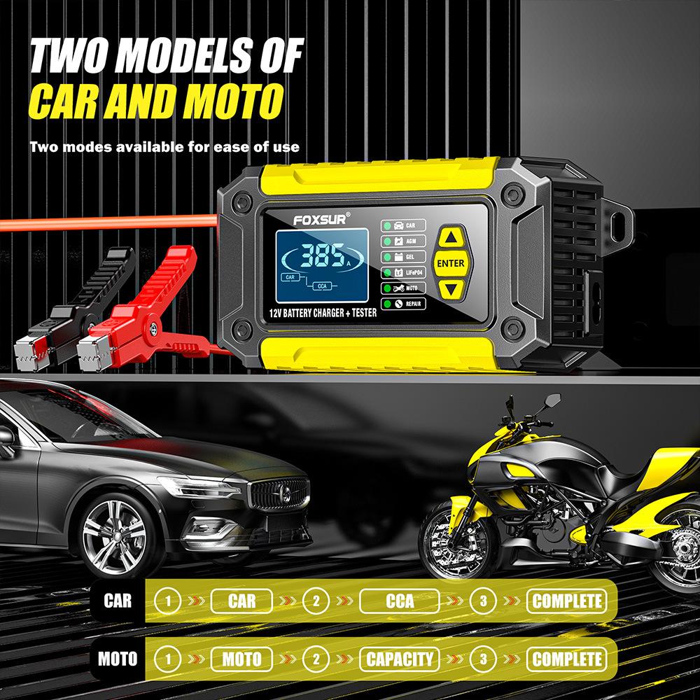 2-in-1 Intelligentes Auto-Batterieladegerät Systemtester Auto Motorrad Batterieanalysator Für Blei-Säure AGM GEL Lithium LiFePo4 Batterien