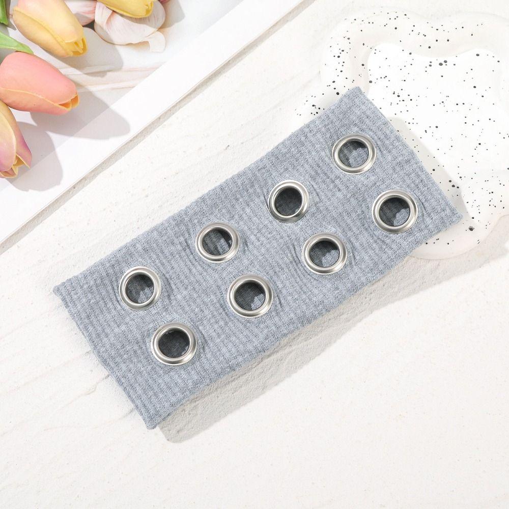 Metal Eyelets Punk Headwrap Fabric Hollowed Out Eyelets Headband Fashion Rock Head Band  Women